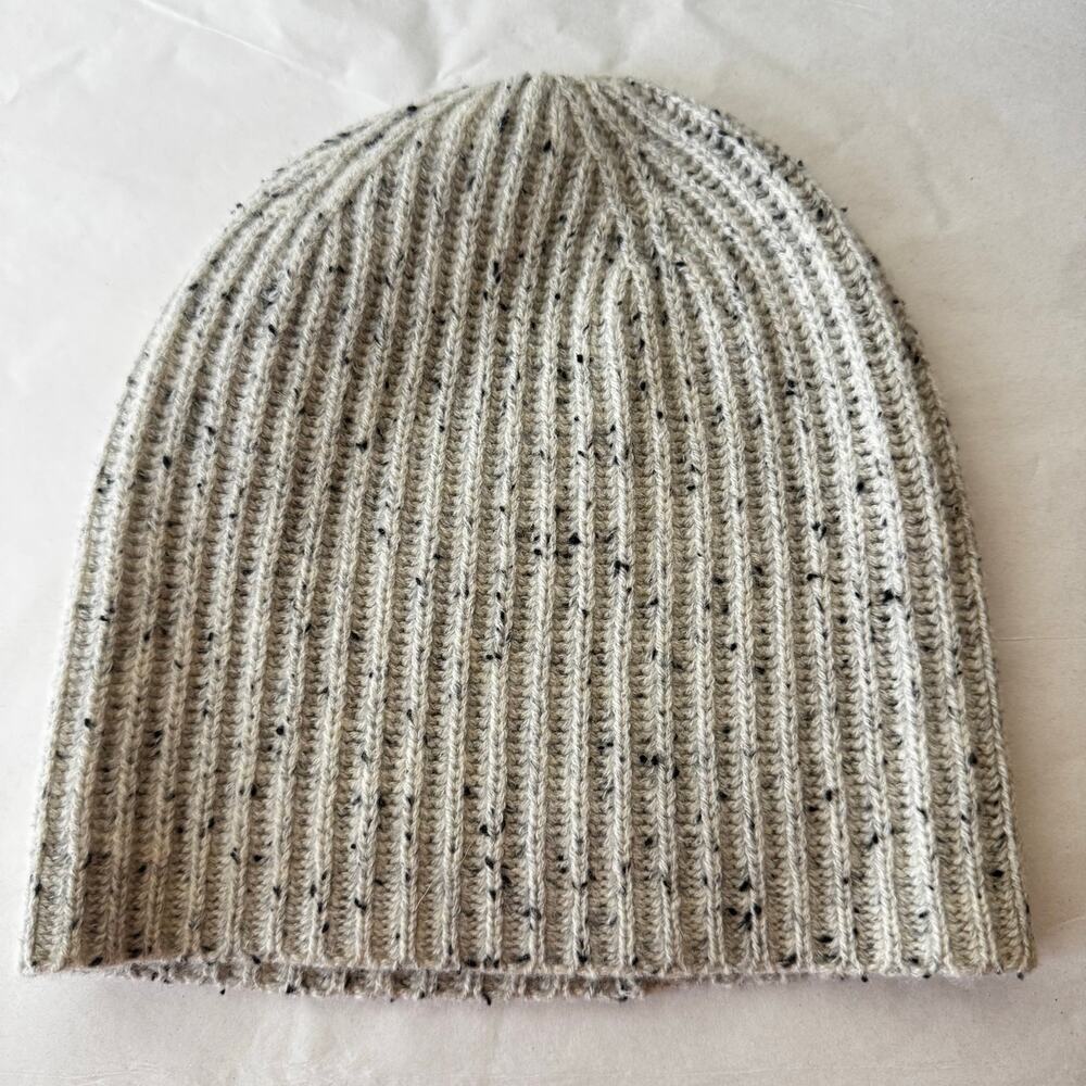 AQUA CASHMERE 100% Cashmere Gray Heathered Beanie Hat